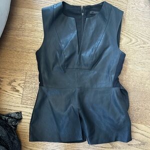 BCBG Black leather top